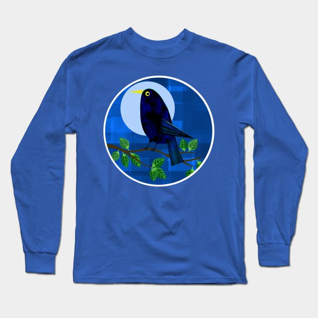 Blackbird at Night Long Sleeve T-Shirt by Scratch